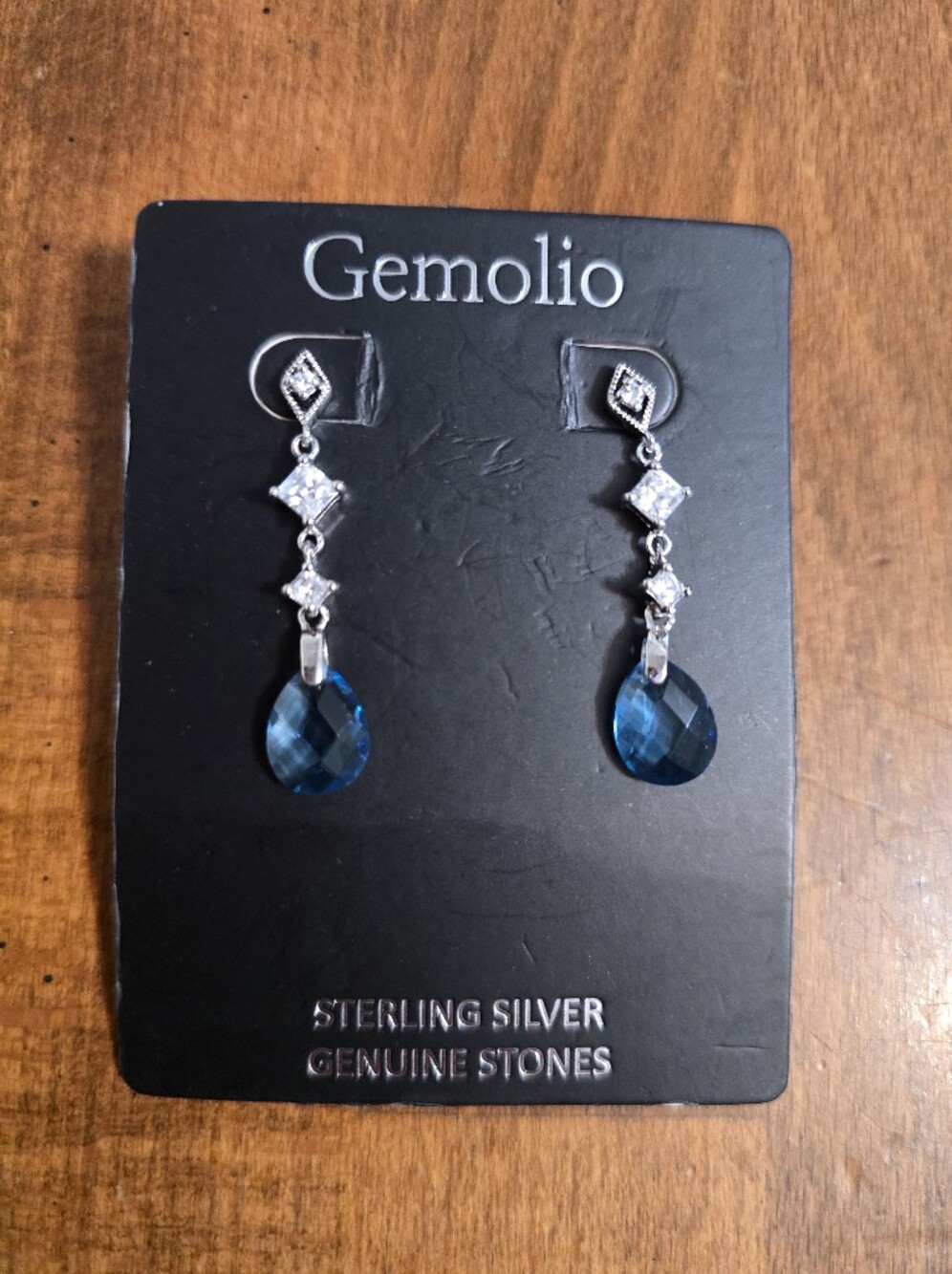 Sterling Silver Blue Teardrop Dangle Earrings